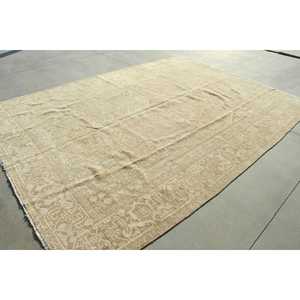 8,2x11,3 ft Rug, Vintage Rug, Turkish <b>Brown</b> <b>Wool</b> Floral Rug - Product Image 3