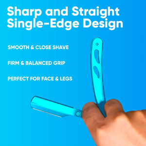 Kit de maquinilla de afeitar de borde recto azul titanio profesional 100 cuchillas de acero inoxidable desechables cuerpo de Metal belleza del cabello cuidado Personal - Product Image 4