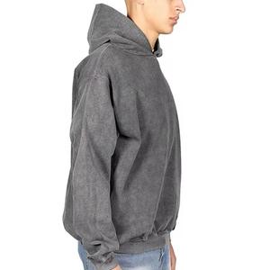 Sudadera con capucha con cremallera personalizada de algodón 100% para hombres de peso pesado, lavado ácido desteñido por el sol, tela térmica transpirable, patrón de estampado desgastado, Invierno - Product Image 6