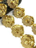 Patch brodé en crochet en forme de feuille à sequins dorés, style antique, pour vêtements, robes, tenues pour femmes musulmanes, sacs fourre-tout et chaussures