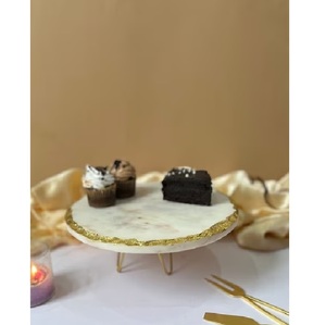 Soporte redondo para pastel de ágata blanca para fiestas, decoraciones de bodas, hotel y uso doméstico herramientas para hornear en la cocina - Product Image 1