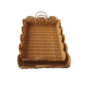 Plateau festonné en rotin, plateau de service, artisanat multifonctionnel, taille et couleur personnalisables, vente en gros - Product Image 4