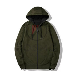 Sudadera con capucha cálida de lana sólida de invierno personalizable para hombre con cremallera y logotipo personalizado a prueba de viento sudadera ecológica con capucha - Product Image 3