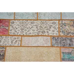 พรมปูพื้นสไตล์ตุรกีโบราณ2ชิ้น X 4,9ft สีเบจผ้าปะต่อผ้าวูลยางวิสคอสทรงสี่เหลี่ยมผืนผ้าขนาดใหญ่สำหรับตกแต่งห้อง - Product Image 5