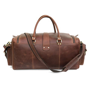 Bolsa de Viaje Grande de Cuero Genuino Vintage de Lujo para Hombre y Mujer, Resistente al Agua, Diseño Plegable, Color Marrón - Product Image 2