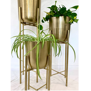 Pot de fleurs artificiel en or brillant de collection vintage, support de fleurs décoratif pour mariage, décoration intérieure de balcon, décoration extérieure de jardin - Product Image 3