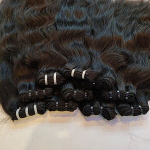 Cheveux humains naturels 100% vierges indiens bouclés Remy, cuticules alignées, style vague d'eau, double trame machine, prêts pour la permanente, simple trame, naturels - Product Image 2