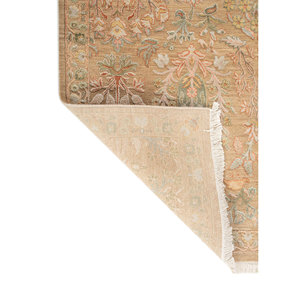 พรมขนสัตว์และไหมถักมือสีออโรร่าเบจและสีน้ำตาล ลายดอกไม้ สำหรับตกแต่งห้องนั่งเล่นวัยรุ่น ขนาด 9x12 รุ่น AKWS-3029 - Product Image 5