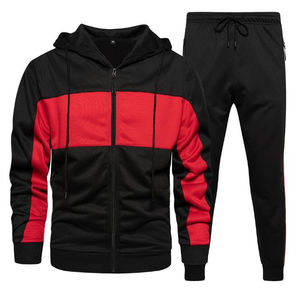 Logotipo personalizado impreso bordado hombres deportes Sudadera con capucha conjuntos cremallera Casual ropa deportiva pantalones chándal - Product Image 2