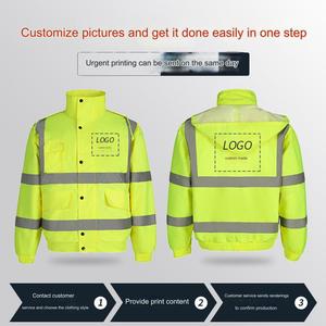 Ropa de trabajo de manga larga para construcción, chaqueta de seguridad reflectante de alta visibilidad, forro polar impermeable de invierno Unisex para ropa - Product Image 4