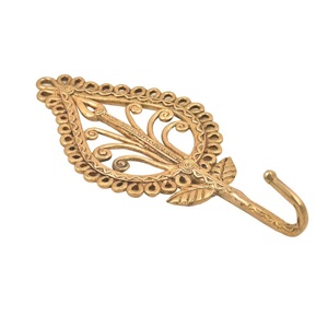 Modern Solid Engraved Brass Leaf Design <b>Wall</b> <b>Hooks</b> <b>Wall</b> Decor Heavy Duty Decorative <b>Wall</b> <b>Hook</b> Stylish <b>Racks</b> Bag <b>Hooks</b> - Product Image 2