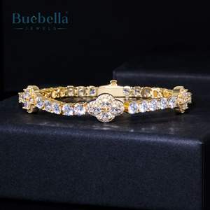 8mm 18K <b>White</b> <b>Gold</b> 925 Sterling Silver VVS Moissanite Diamond Iced Oval Cut Flower Tennis <b>Bracelet</b> for <b>Men</b> - Product Image 3