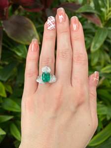 Anillo de Esmeralda natural con piedra de circón Plata de Ley 925 joyería de piedras preciosas fina hecha a mano anillo elegante para regalos de mujer - Product Image 4