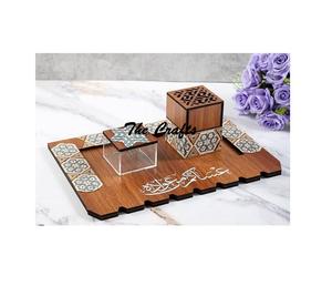 Finest Quality Round Shape Mabkhara With Tray And Acrylic <b>Oud</b> Box Wooden <b>Incense</b> Bakhoor Burner At Low Prices - Product Image 3