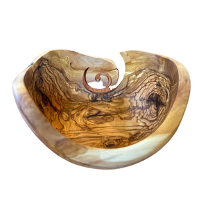 Bol à laine en bois d'olivier magnifique, sculpté à la main au Colorado, 3 pouces, 4,25 pouces x 6,75 pouces, antique, fait à la main, en bois de hêtre de qualité supérieure, pour le rangement du fil - Product Image 1