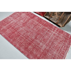4.1x6.7 ft Vintage Rug, <b>Red</b> Camouflage Turkish <b>Wool</b> Rug - Product Image 3