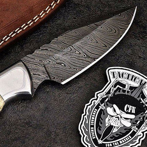 Couteau de chasse Skinner en acier Damas de haute qualité personnalisable Couteau de camping en plein air fait à la main avec manche en bois Support OEM - Product Image 6