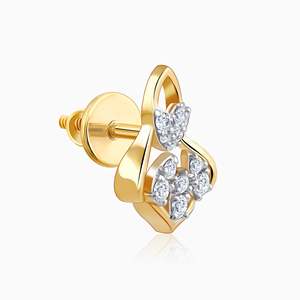 Pendientes de Diamantes Radiant Gold Bellflower Rhapsody Hechos con Inspiración Floral y Adornos de Diamantes - Product Image 3