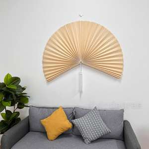 Ventilador de techo de bambú bohemio elegante hecho a mano para colgar en la pared para decoración del hogar, temas de arte y construcción - Product Image 1