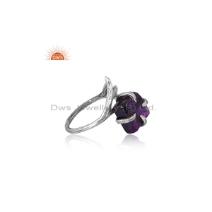 Anillo de banda de piedras preciosas de amatista Natural de Plata de Ley 925 con diseño Beat, joyería personalizada para mujer, regalo para ella - Product Image 3