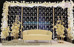 Mur de bougie de fond de nuit de réception de mariage somptueux mur de bougie en métal étincelant pour le mariage mur de bougie en métal de mariage chic - Product Image 4