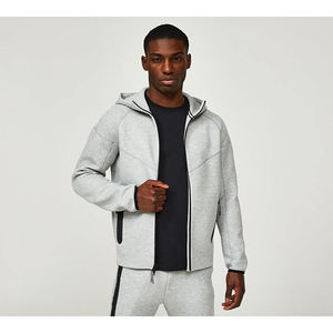 Custom Zip up <b>Fleece</b> Tracksuit Sportswear Drop Shoulders <b>Oversized</b> Anti-shrink Blank Full Zip Tech <b>Fleece</b> <b>Hoodies</b> for Me - Product Image 3
