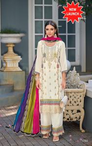 Hermoso vestido de calidad superior Premium Chinon Silk Salwar Suit & Dupatta con bordado Codding Diamond and Mirror Work para la venta - Product Image 4