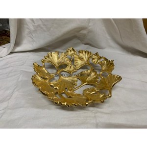 Gingko Leaves Designer Bol en métal robuste de haute qualité plaqué or Centre de table pour les fêtes de mariage Résistant à la chaleur - Product Image 3