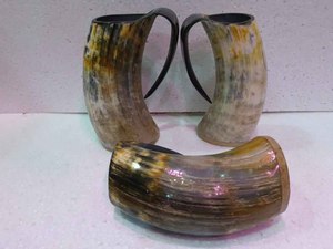 New Best Quality Hand-made Buffalo Horn Viking Medieval Drinking Shot <b>Cup</b> with 24hrs Hot/Cold Retention Customizable Color Logo - Product Image 4