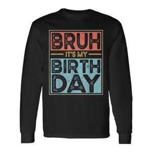 Maglietta a maniche lunghe per festeggiare il compleanno, t-shirt unisex per adulti con scollo rotondo, top grafico festivo per feste - Product Image 1