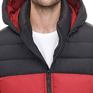 Chaquetas para Hombre al por Mayor Personalizadas en Color Negro y Rojo Sólido con Contraste, Chaqueta con Cremallera Completa y Capucha Desmontable para Hombre - Product Image 5