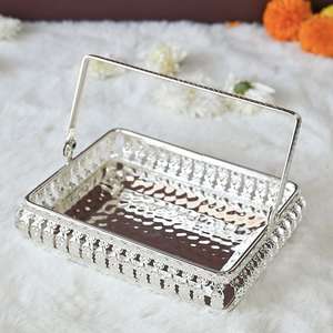 ถาดเสิร์ฟโลหะโบราณ ทำด้วยมือ คุณภาพสูง น้ำหนักเบา รูปทรงวงรี ดีไซน์สวยงาม ใช้เป็นที่เก็บของบนโต๊ะ จัดระเบียบบ้าน - Product Image 4