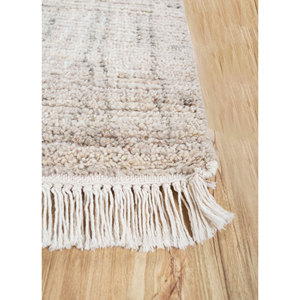 Alfombra de Lana Afgana Tejida a Mano, Color Marfil, Modelo Re-1299, Alfombra Rectangular para Sala de Estar, Pasillo u Hogar, con Diseño Abstracto - Product Image 4