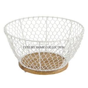 New Iron Wooden Fruits and <b>Bread</b> <b>Basket</b> with Durable Craftsmanship for Long-lasting Use in Rustic Kitchen Spaces - Product Image 1