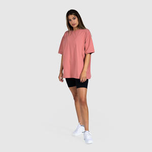 Camiseta de estilo Hip Hop de algodón 100% para mujer, personalizada, de alta calidad, ecológica, transpirable, de gran tamaño, suelta, con hombros caídos - Product Image 6