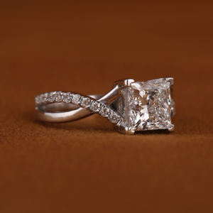 18KT oro diamante princesa corte trenzado banda anillo de bodas alta calidad nuevo estilo clásico de moda regalo sorpresa regalo de boda - Product Image 6