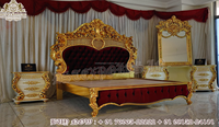 Lit King Size de style trône impérial avec tables d'appoint en bois de teck Design moderne Taille personnalisée et couleur personnalisée