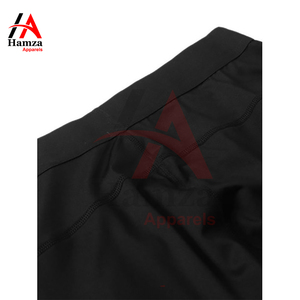 Leggings de compression noirs pour hommes, tissu extensible doux, taille haute 180 GSM, poches latérales, vêtements de sport, collants de sport - Product Image 3