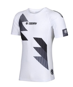 Camiseta Deportiva Blanca de Manga Corta Transpirable con Estampado Gris 100% Poliéster Protección UPF50 - Product Image 3