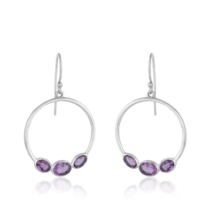 Natural Amethyst Gemstone <b>Earrings</b> Wholesale Party Wear Gold Plated 925 Silver Hoop <b>Earrings</b> Jewelry Vintage Collection - Product Image 4