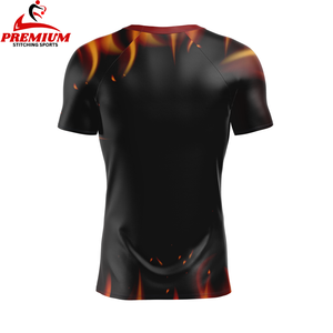 เสื้อรัดกล้ามเนื้อแขนสั้นแบบซับลิเมชั่น พิมพ์โลโก้ของคุณเอง สำหรับผู้ชาย - Product Image 4