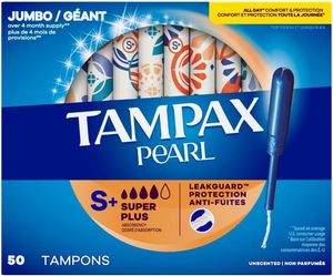 Para tampones Tampax Pearl Super Plus absorbencia 100% sin fugas y sin olor sin perfume con trenza LeakGuard 50 unidades para limpieza - Product Image 6
