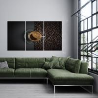 Modernes Art-Deco Café Wandkunst Gedruckte Leinwand-Set mit 3 Bildern für Elegante Hängedekoration