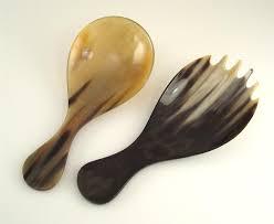 Outils à salade tendance meilleure qualité vraie corne cuillère et fourchette prix de gros lumière foncée buffle corne de boeuf solide salade serveur couverts - Product Image 3