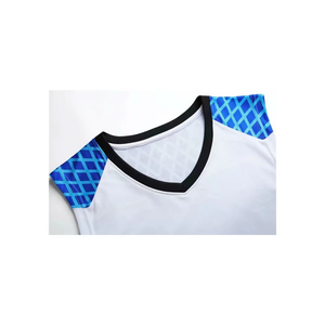 Ensemble de maillot et short de basket-ball personnalisés, design bleu et blanc, uniforme d'équipe sublimé, vêtements de sport à séchage rapide, OEM ODM - Product Image 2