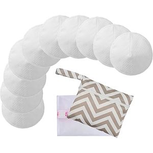 Paquete de 10 almohadillas de pecho lavables | Almohadillas de lactancia reutilizables para amamantar con bolsa de transporte - Product Image 2