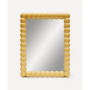 Espejo de Pared Lacado Amarillo Encantador con Borde de Cuentas, Ideal para Espacios Brillantes y Decoración de Paredes - Product Image 1