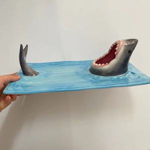 Assiettes à <span class=keywords><strong>sushi</strong></span> requin, design nordique, vaisselle en porcelaine écologique, style ludique et mignon, utilisation en restaurant et hôtel, four réactif AB - Product Image 1