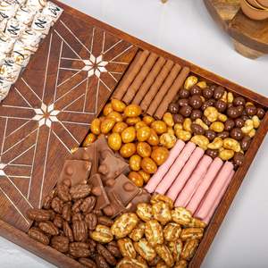 ถาดไม้ฝังมุกสำหรับ2024แม่ของไข่มุกถาดเสิร์ฟของหวานที่แสดงช็อคโกแลตดีไซน์แบบโบฮีเมียนสำหรับใส่ของขวัญ - Product Image 2
