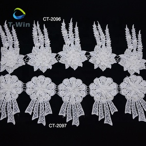 Hermoso Encaje de Guipur con Cristales de Perla en 3D, Adorno de Encaje de Diamantes Bordado para Ropa Blanca, Estilo Español - Product Image 5